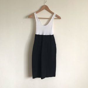 Theory white tank dress with black pencil skirt